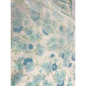 VTG 1970's Flowers Fashion Manor Blue Floral Twin Fitted Sheet MCM Penn-Prest